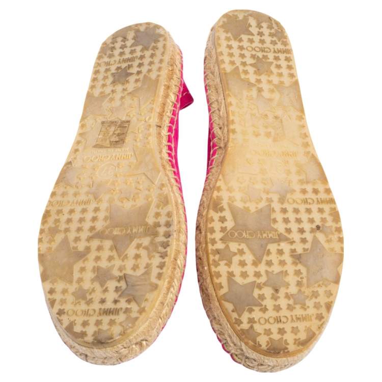 Pre Owned Jimmy Choo Pink Suede Espadrille Flats Size 37