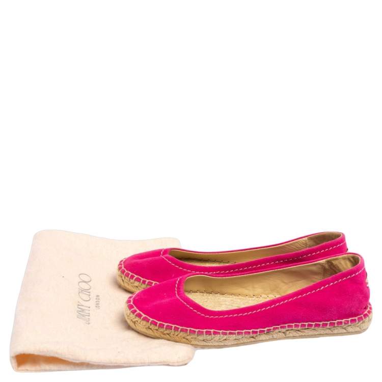 Pre Owned Jimmy Choo Pink Suede Espadrille Flats Size 37