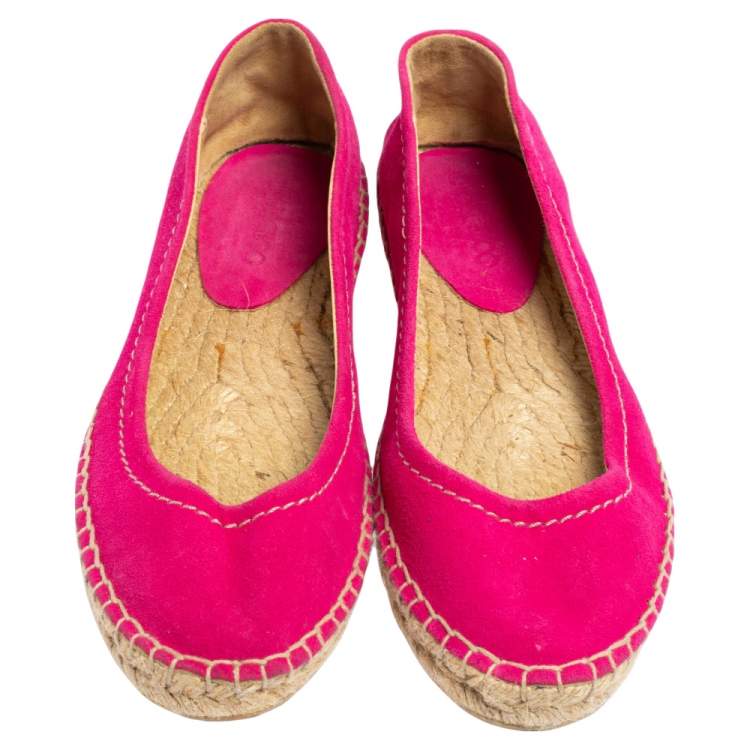 Pre Owned Jimmy Choo Pink Suede Espadrille Flats Size 37