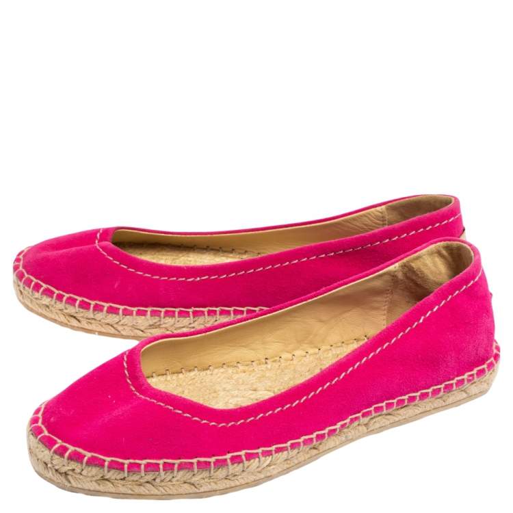 Pre Owned Jimmy Choo Pink Suede Espadrille Flats Size 37