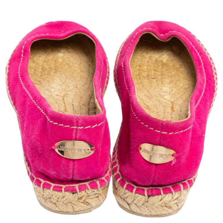 Pre Owned Jimmy Choo Pink Suede Espadrille Flats Size 37