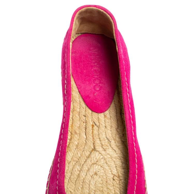Pre Owned Jimmy Choo Pink Suede Espadrille Flats Size 37