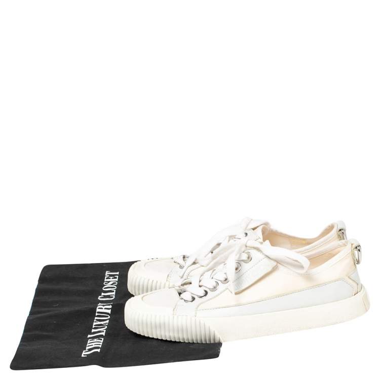 Pre Owned Jimmy Choo Cream Canvas Low Top Sneakers Size 36