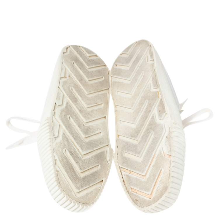 Pre Owned Jimmy Choo Cream Canvas Low Top Sneakers Size 36