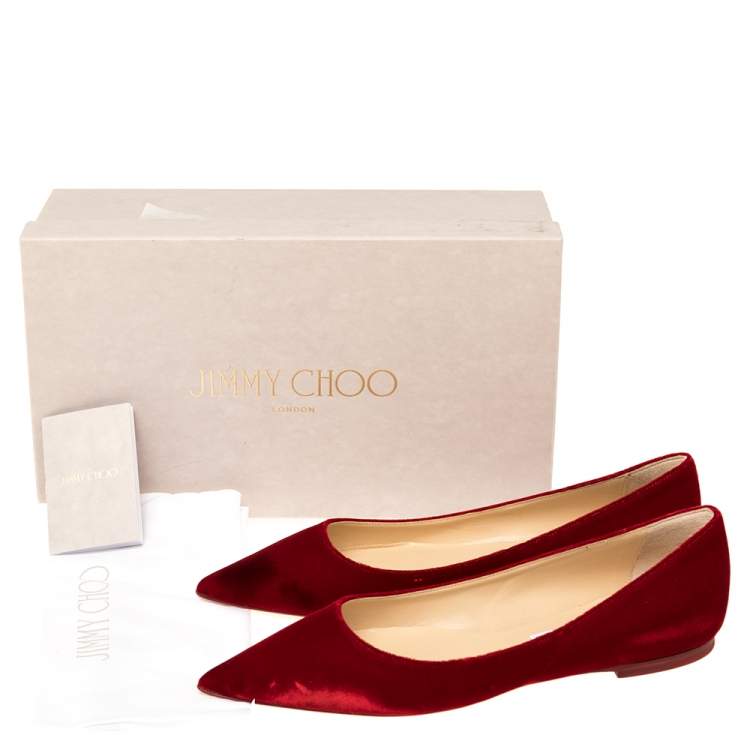 مملوكة مسبقًا Jimmy Choo Red Velvet  Ballet Flats Size 39