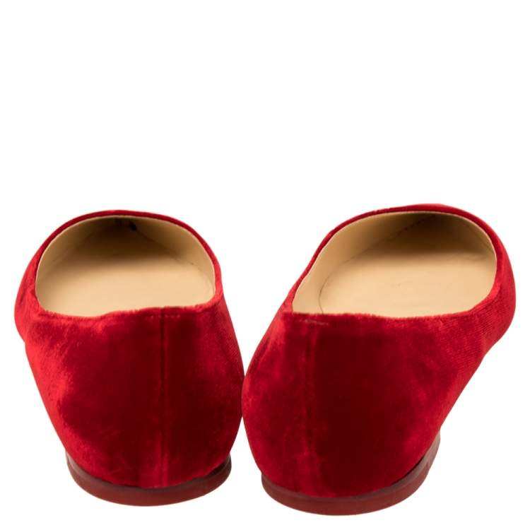 مملوكة مسبقًا Jimmy Choo Red Velvet  Ballet Flats Size 39