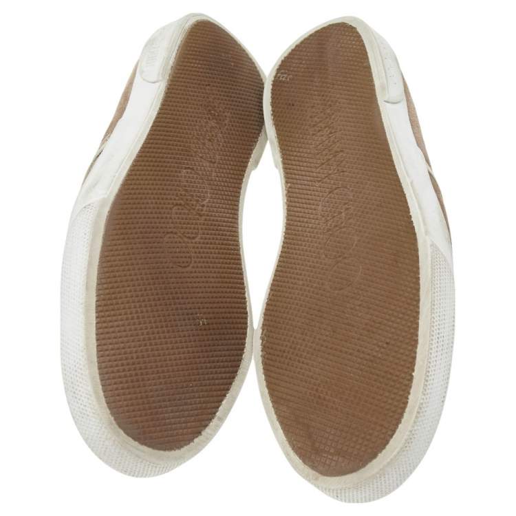 Pre Owned Jimmy Choo Gold Suede And Leather Slip on Sneakers Size 37