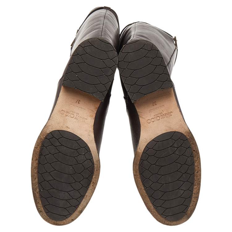 م�ملوكة مسبقًا Jimmy Choo Dark Brown Leather Knee Length Boots Size 37