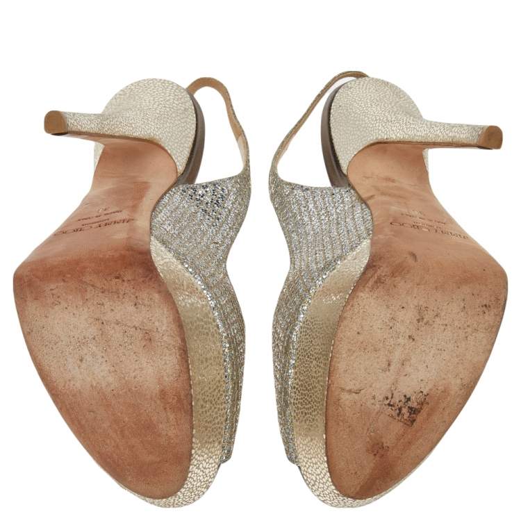 Pre Owned Jimmy Choo Glitter Slingback Sandals Size 38