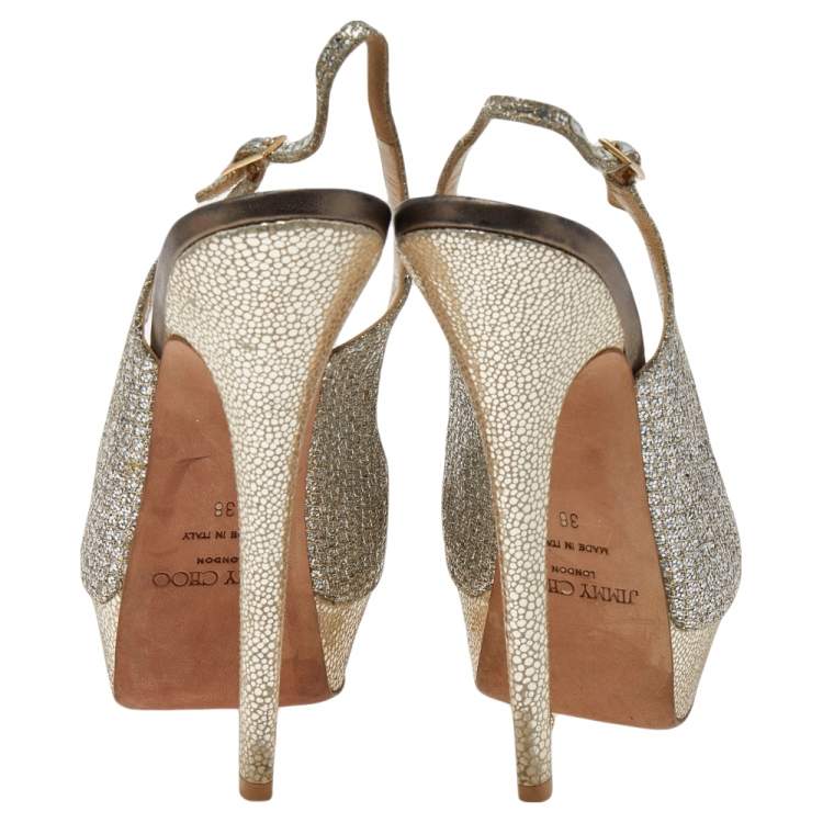 Pre Owned Jimmy Choo Glitter Slingback Sandals Size 38