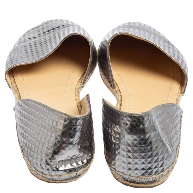 مملوكة مسبقًا Jimmy Choo Silver Textured Leather Dreya D'Orsay Espadrille Flats Size 40