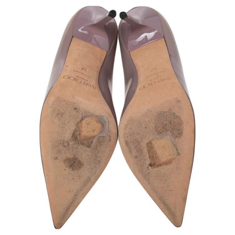 Pre Owned Jimmy Choo Lilac Patent Leather Romy Pumps Size 37