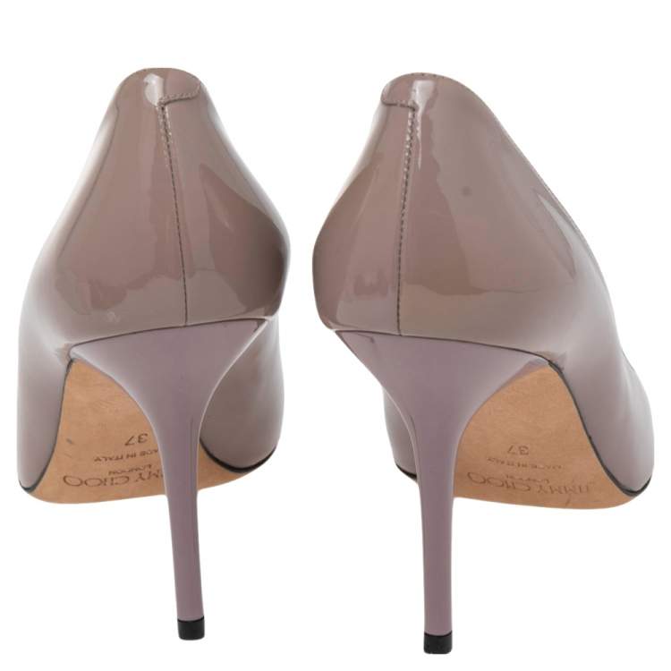 Pre Owned Jimmy Choo Lilac Patent Leather Romy Pumps Size 37