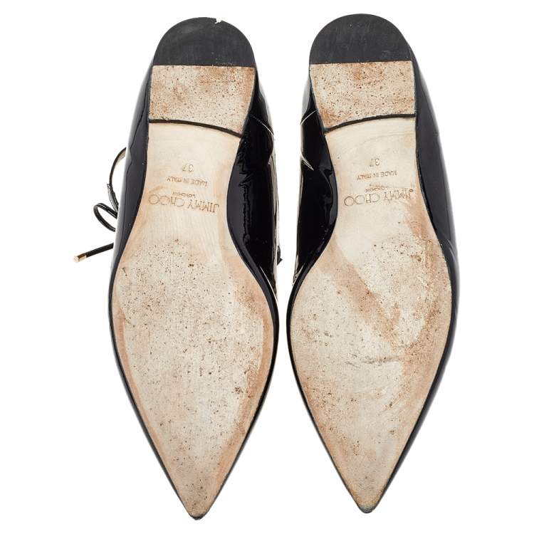 Pre Owned Jimmy Choo Black Patent Leather Sage Ballet Flats Size 37