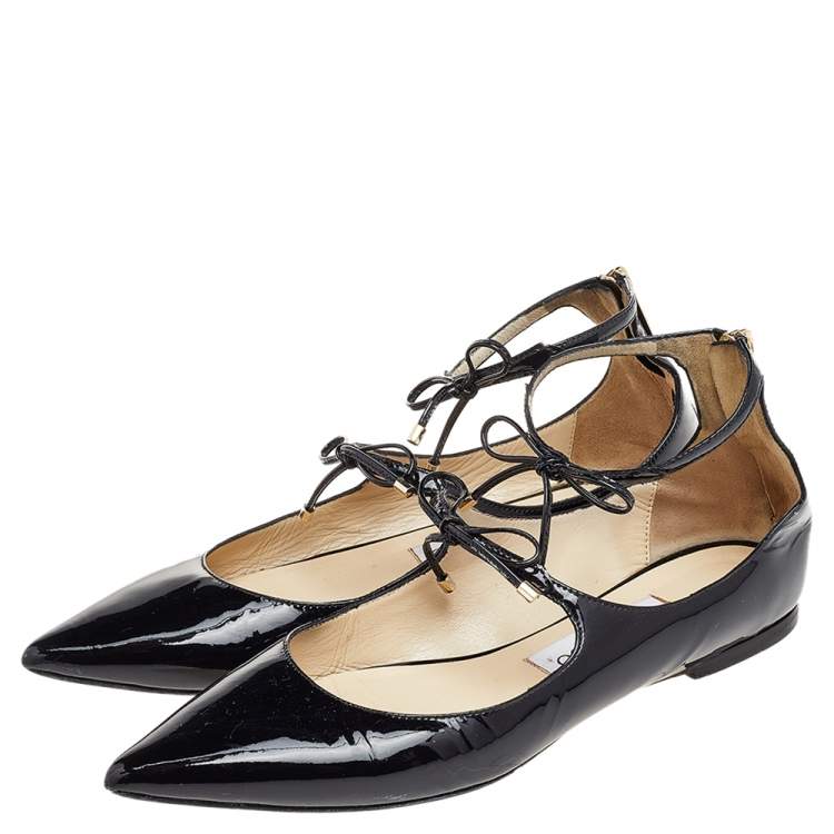 Pre Owned Jimmy Choo Black Patent Leather Sage Ballet Flats Size 37