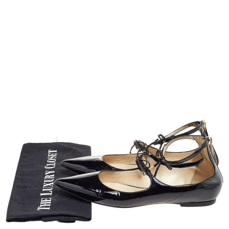 Pre Owned Jimmy Choo Black Patent Leather Sage Ballet Flats Size 37