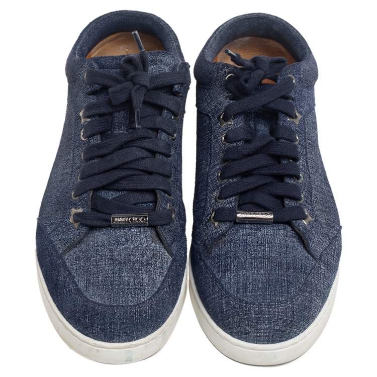 Pre Owned Jimmy Choo Blue Denim Lace Up Miami Sneakers Size 37.5