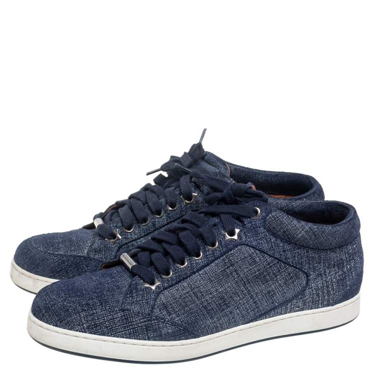 Pre Owned Jimmy Choo Blue Denim Lace Up Miami Sneakers Size 37.5