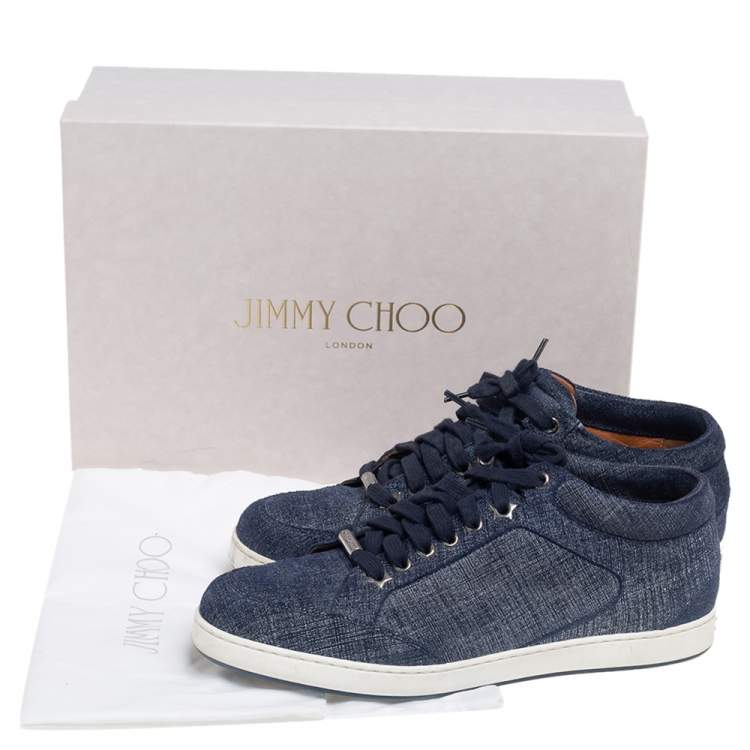 Pre Owned Jimmy Choo Blue Denim Lace Up Miami Sneakers Size 37.5