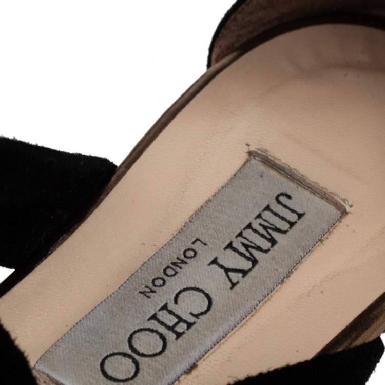 Pre Owned Jimmy Choo Black Suede Strappy Sandals Size 37