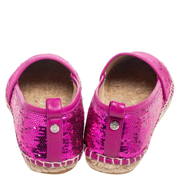 مملوكة مسبقًا Jimmy Choo Pink  Sequin Paksa Flat Espadrilles Size 37