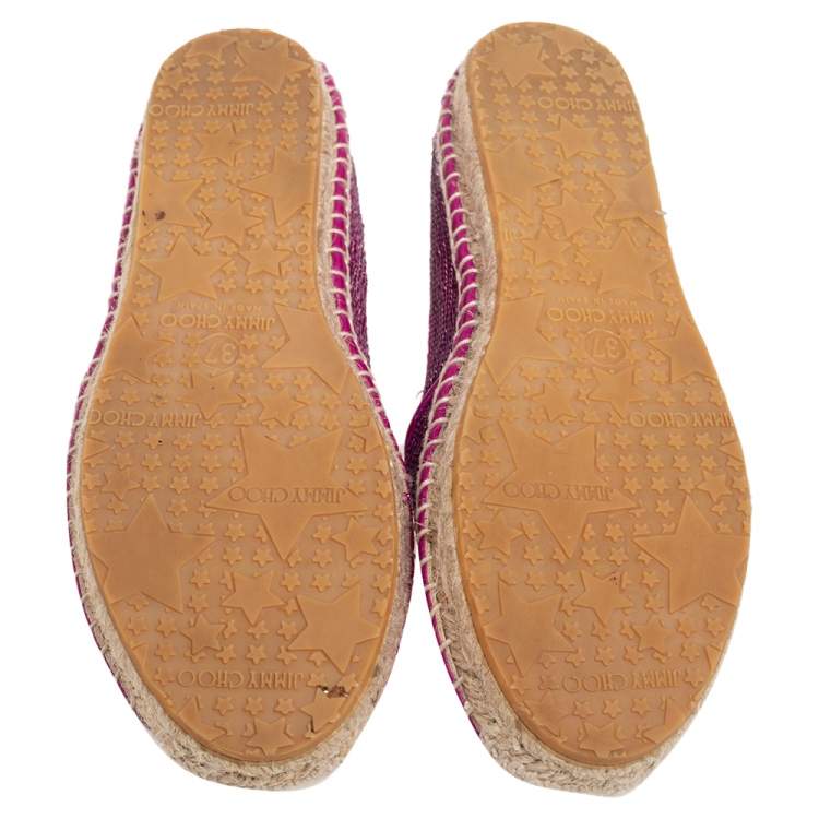 مملوكة مسبقًا Jimmy Choo Pink  Sequin Paksa Flat Espadrilles Size 37