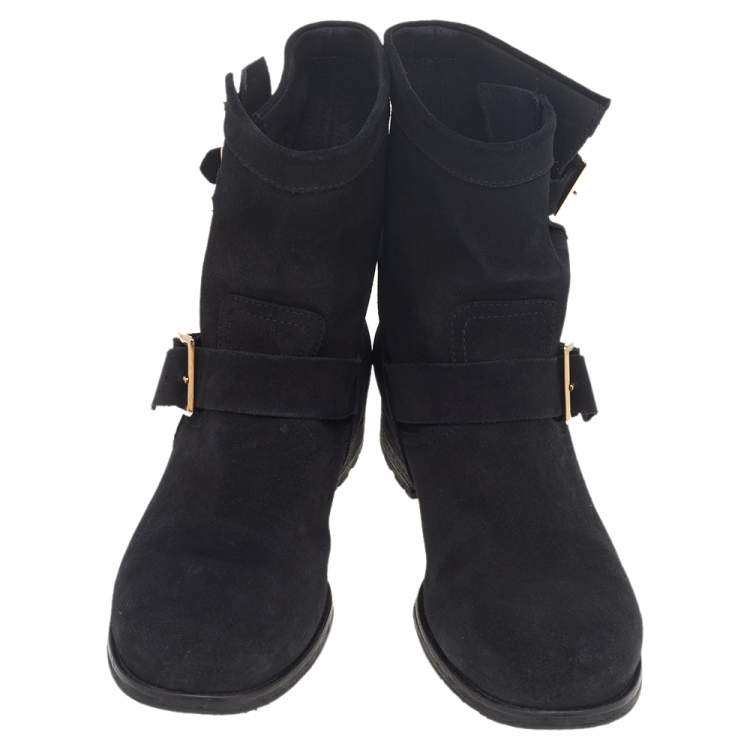 Pre Owned Jimmy Choo Black Suede Ankle Boots Size 39.5 