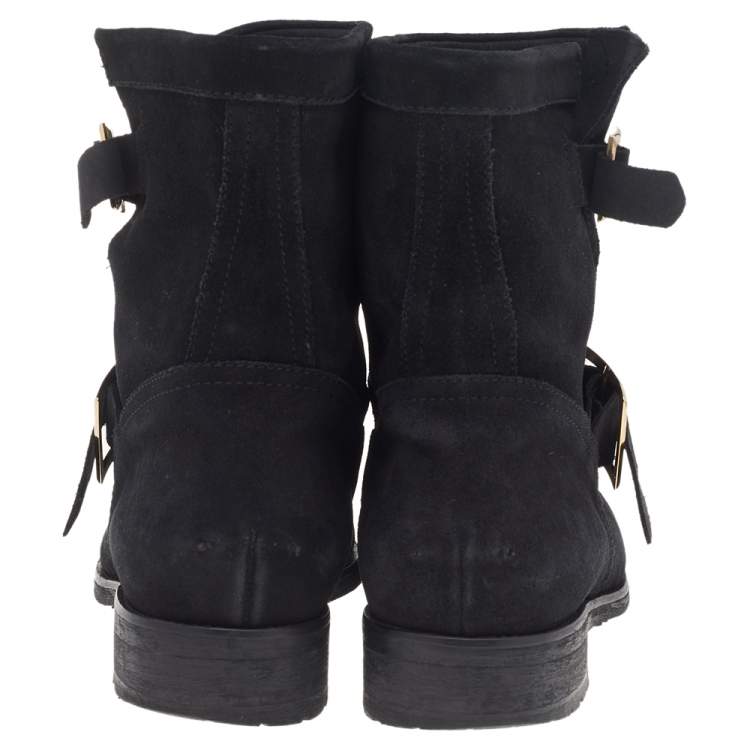 Pre Owned Jimmy Choo Black Suede Ankle Boots Size 39.5 