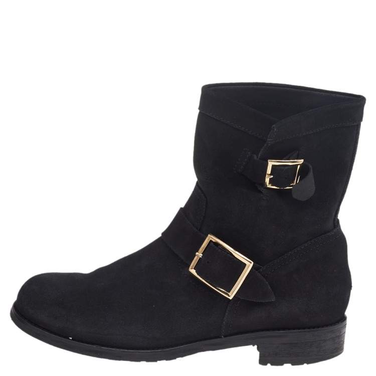 Pre Owned Jimmy Choo Black Suede Ankle Boots Size 39.5 