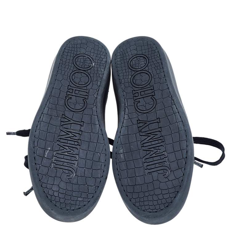Pre Owned Jimmy Choo Black Patent And Leather Low Top Sneakers Size 39