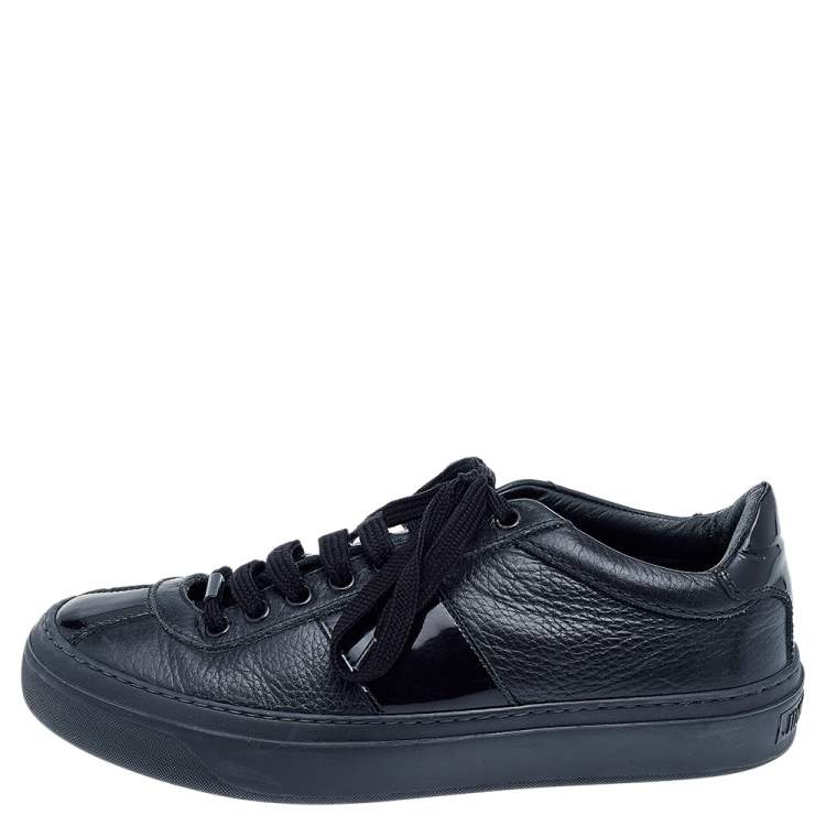 Pre Owned Jimmy Choo Black Patent And Leather Low Top Sneakers Size 39