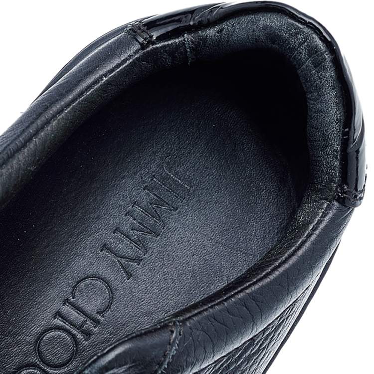 Pre Owned Jimmy Choo Black Patent And Leather Low Top Sneakers Size 39