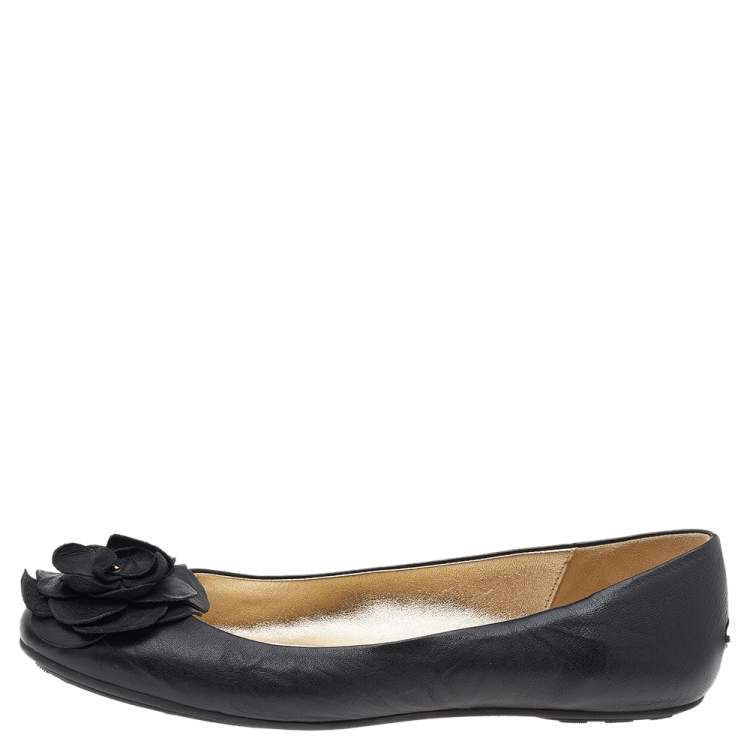 مملوكة مسبقًا Jimmy Choo Black Leather Ballet Flats Size 41