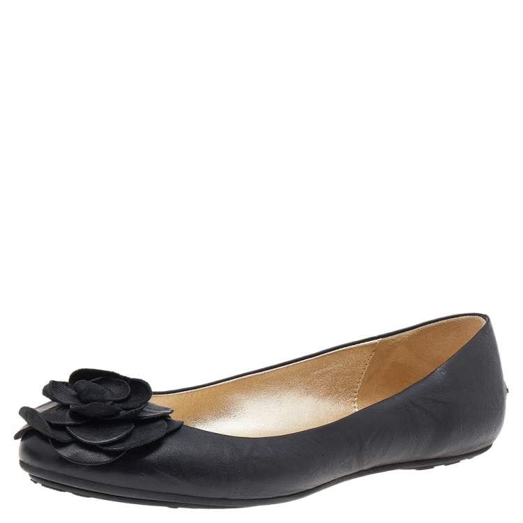 مملوكة مسبقًا Jimmy Choo Black Leather Ballet Flats Size 41