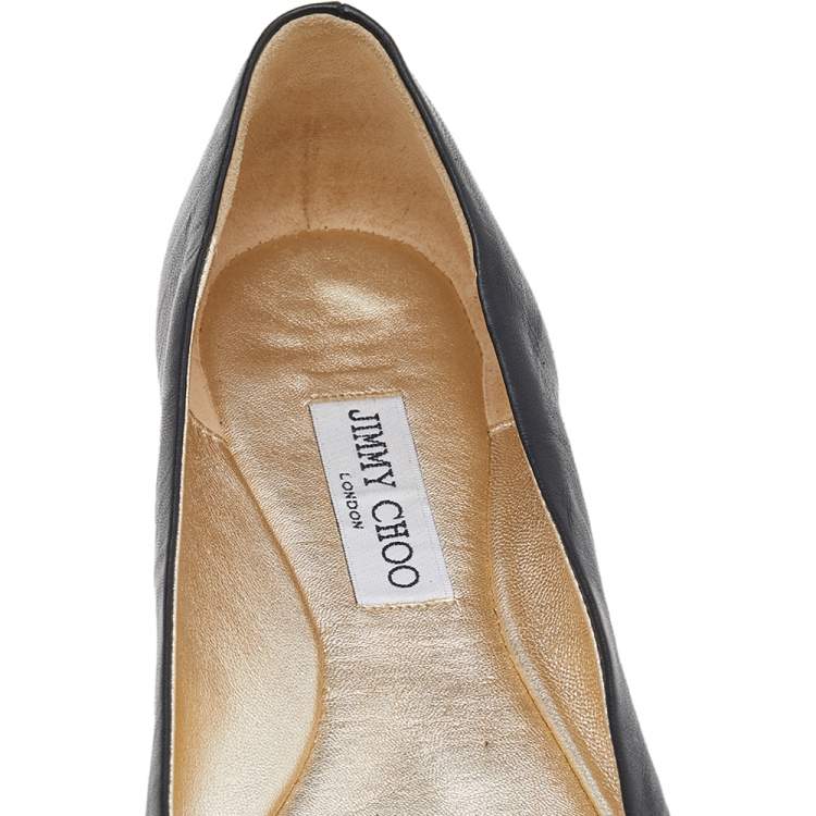 مملوكة مسبقًا Jimmy Choo Black Leather Ballet Flats Size 41