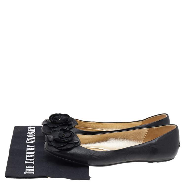 مملوكة مسبقًا Jimmy Choo Black Leather Ballet Flats Size 41