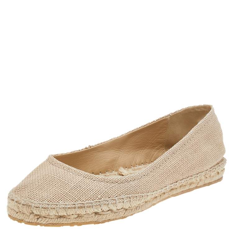Pre Owned Jimmy Choo Beige Canvas Espadrilles Size 41
