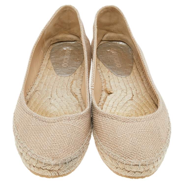 Pre Owned Jimmy Choo Beige Canvas Espadrilles Size 41