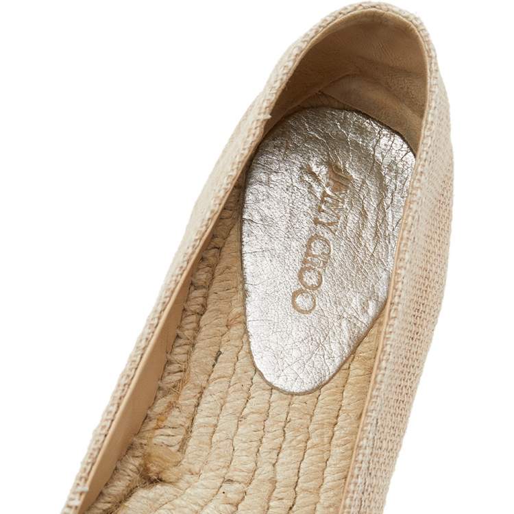 Pre Owned Jimmy Choo Beige Canvas Espadrilles Size 41