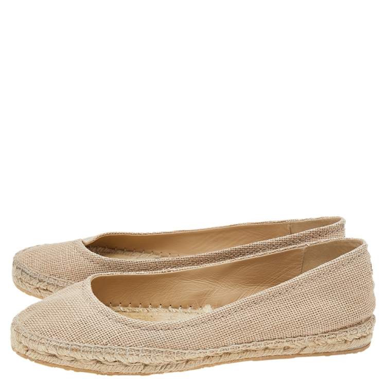 Pre Owned Jimmy Choo Beige Canvas Espadrilles Size 41