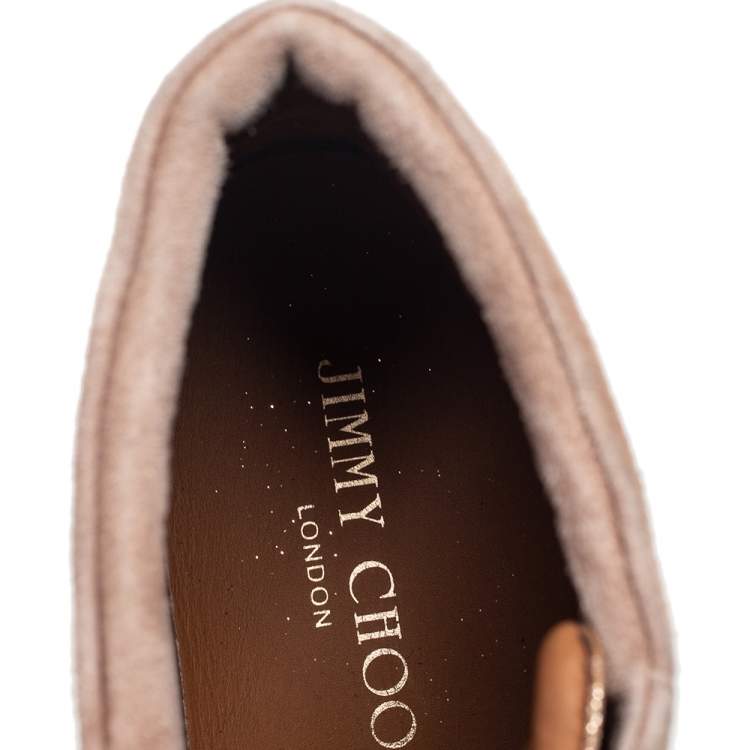 Pre Owned Jimmy Choo Rose Gold Suede And Glitter Tokyo High Top Sneakers Size 36.5