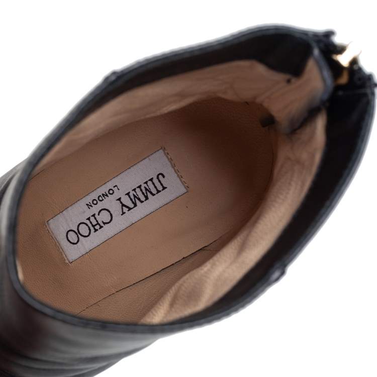 مملوكة مسبقًا Jimmy Choo Black Leather Magic Ankle Boots Size 38