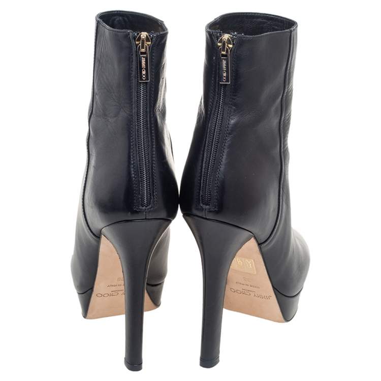 مملوكة مسبقًا Jimmy Choo Black Leather Magic Ankle Boots Size 38