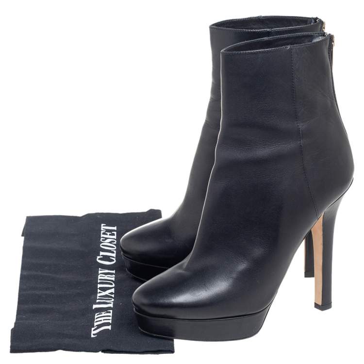 مملوكة مسبقًا Jimmy Choo Black Leather Magic Ankle Boots Size 38