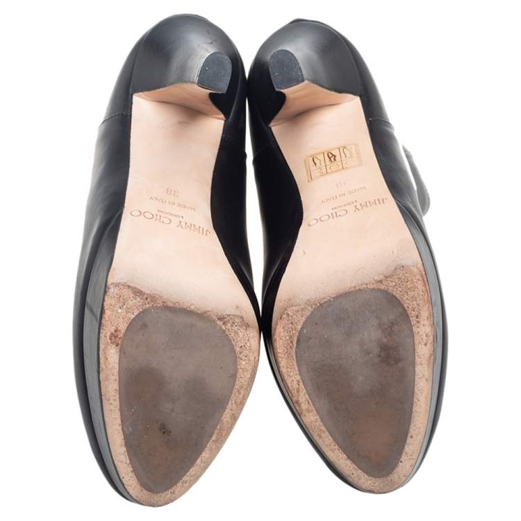مملوكة مسبقًا Jimmy Choo Black Leather Magic Ankle Boots Size 38
