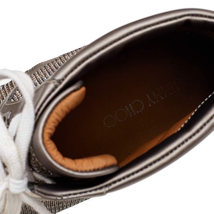 مملوكة مسبقًا Jimmy Choo Grey Leather and Mesh Panama Wedge Sneakers Size 40