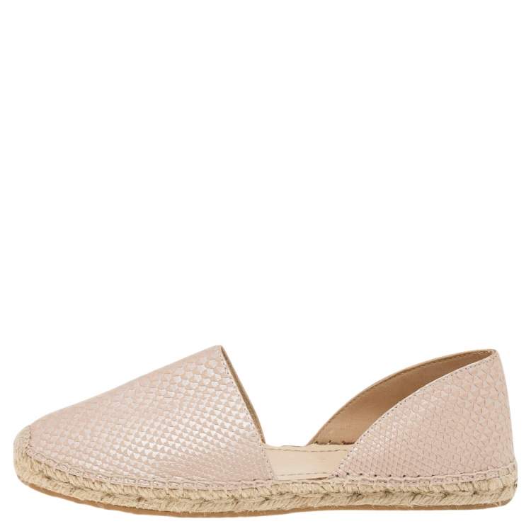 Pre Owned Jimmy Choo Beige Snakeskin Embossed Leather Dreya D'orsay Flat Espadrilles Size 39