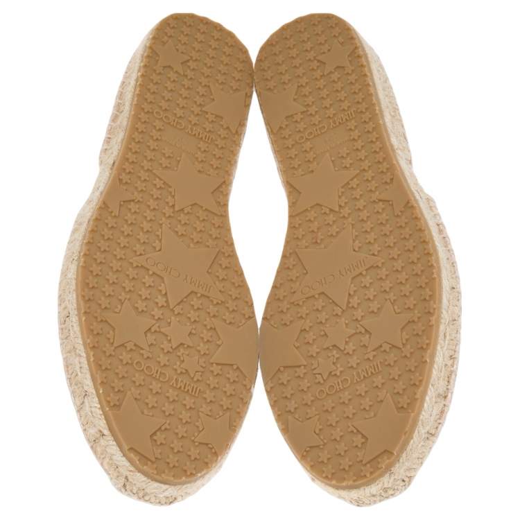 Pre Owned Jimmy Choo Beige Snakeskin Embossed Leather Dreya D'orsay Flat Espadrilles Size 39