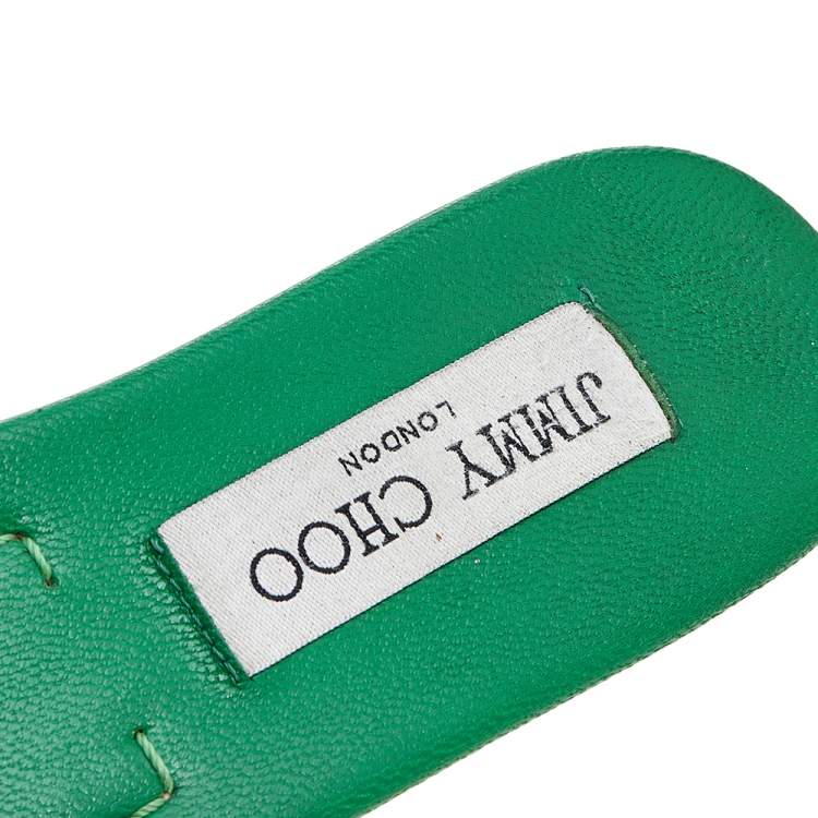 Pre Owned Jimmy Choo Green Python Nanda Flat Slides Size 36