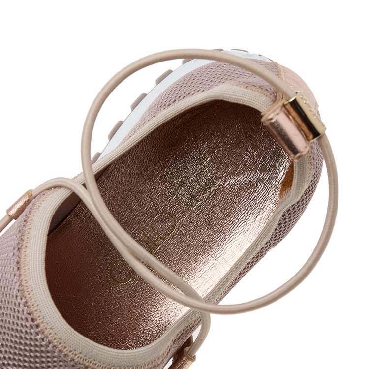 Pre Owned Jimmy Choo Metallic Beige Leather And Mesh Andrea Slip On Sneakers Size 38